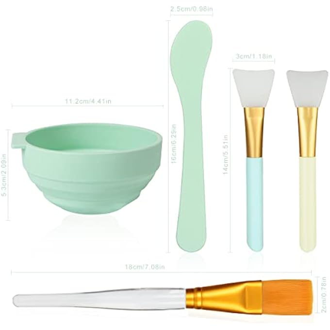 Plazuria FACE MASK MIXING BOWL SET, 5 IN 1 DIY FACEMASK MIXING TOOL KIT WITH FACIAL MASK BOWL STICK SPATULA SILICONE FACE MASK BRUSH & PREMIUM SOFT FACE BRUSHES - Image 2